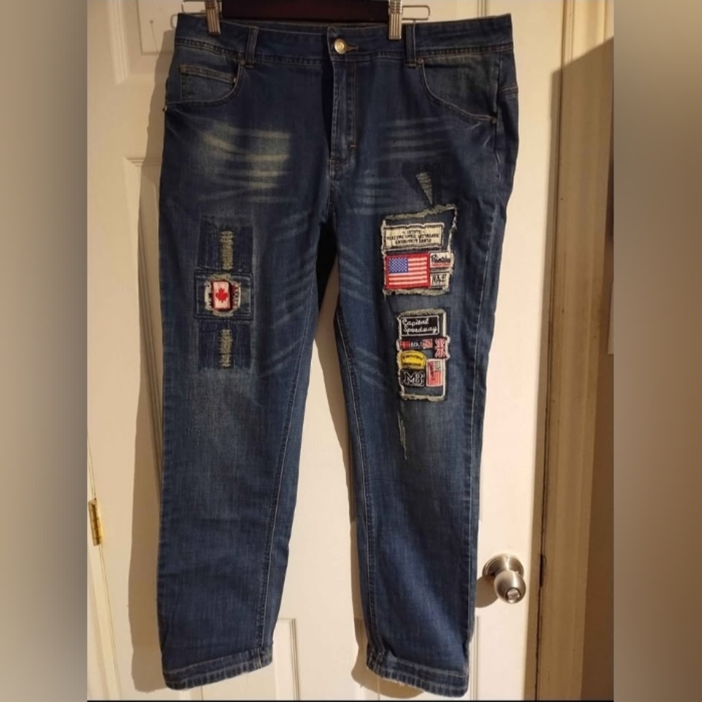 Simon Chang Patchwork Dark Blue Jeans